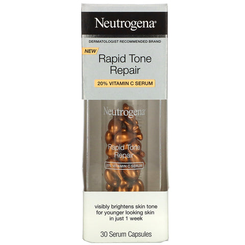 Neutrogena, Reparación rápida del tono, suero con 20 % de vitamina C, 30 cápsulas de suero