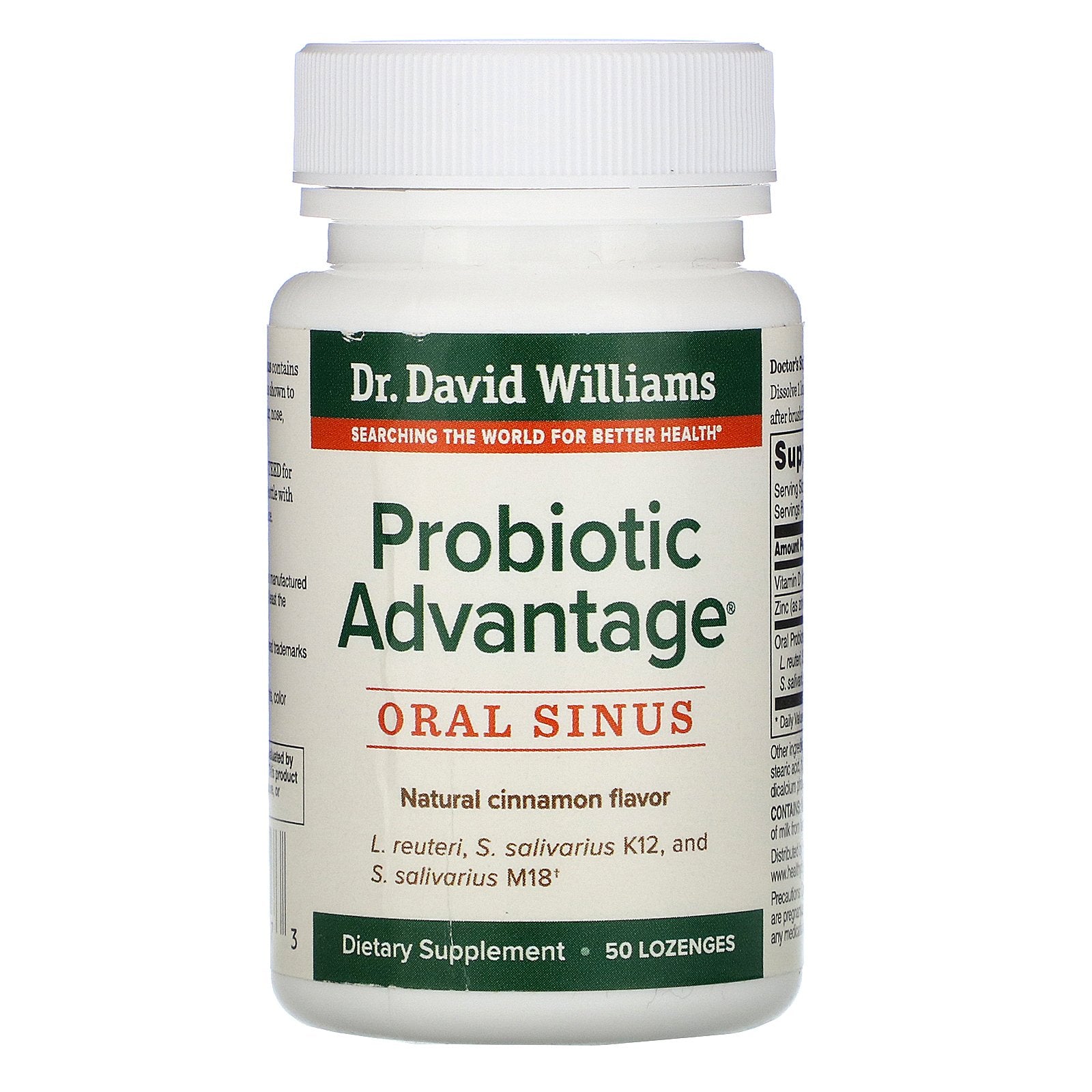 Dr. Williams, Probiotic Advantage, Oral Sinus, Natural Cinnamon Flavor, 50 Lozenges