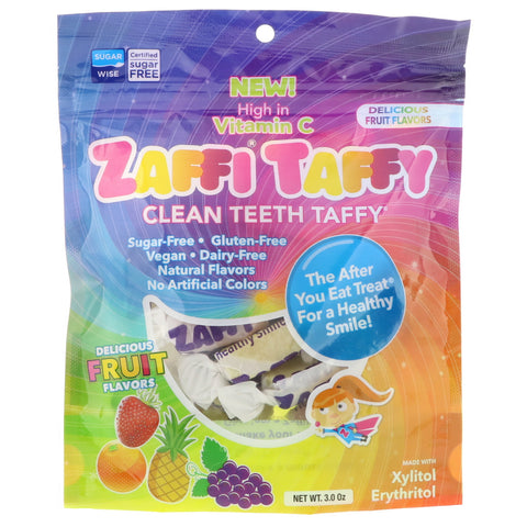 Zollipops, Zaffi Taffy, Clean Teeth Taffy, Delicious Fruit Flavors, 3.0 oz