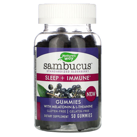 Nature's Way, Sambucus, Sleep + Immune with Melatonin & L-Theanine, 50 Gummies