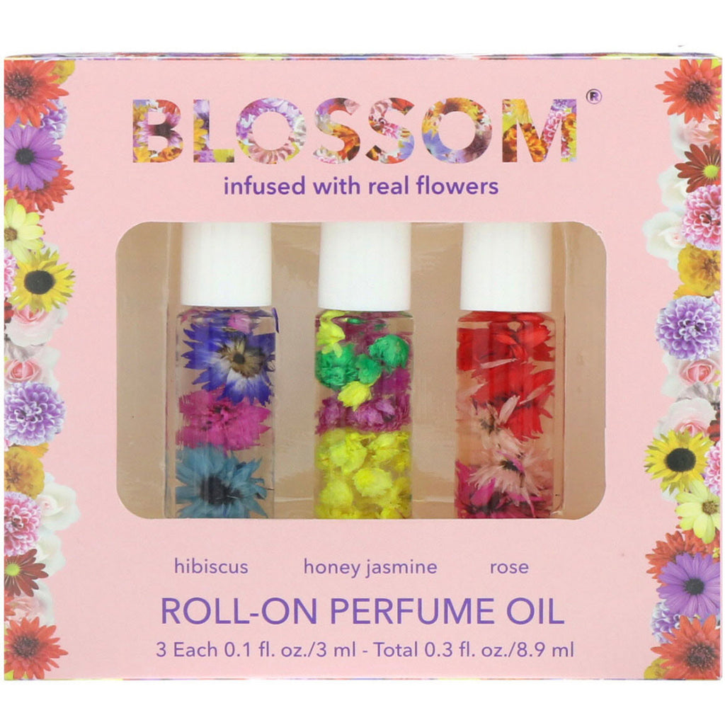 Blossom, Juego de aceites perfumados roll-on, 3 piezas, 0,1 fl oz (3 ml) cada una