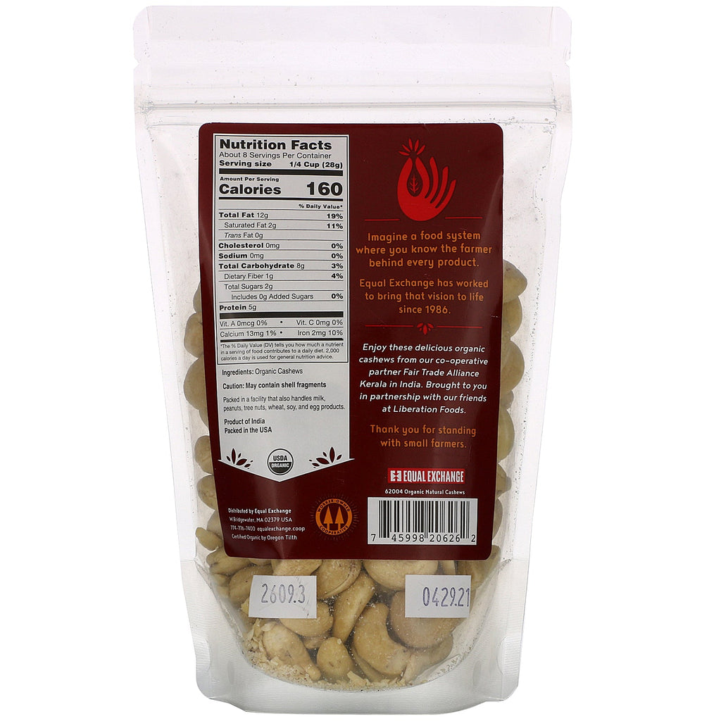 Equal Exchange, naturlige cashewnødder, 8 oz (227 g)