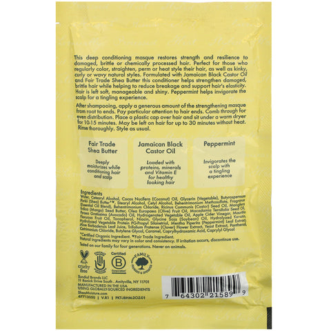 SheaMoisture, aceite de ricino negro jamaicano, mascarilla de tratamiento fortalecedor y restaurador, 2 oz (57 ml)