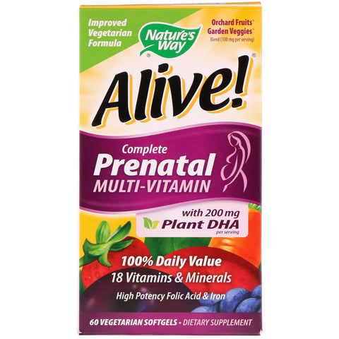 Nature's Way, Alive! Complete Prenatal Multi-Vitamin, 60 Vegetarian Softgels