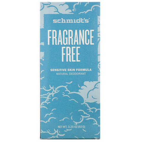 Schmidt's, Desodorante natural, Fórmula para piel sensible, Sin fragancia, 3,25 oz (92 g)