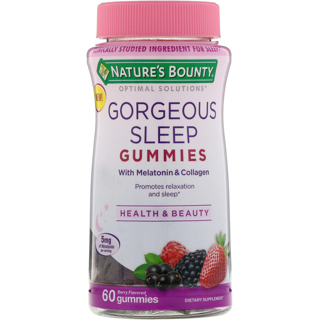 Nature's Bounty, Optimal Solutions, Gorgeous Sleep, Berry Flavored, 60 Gummies