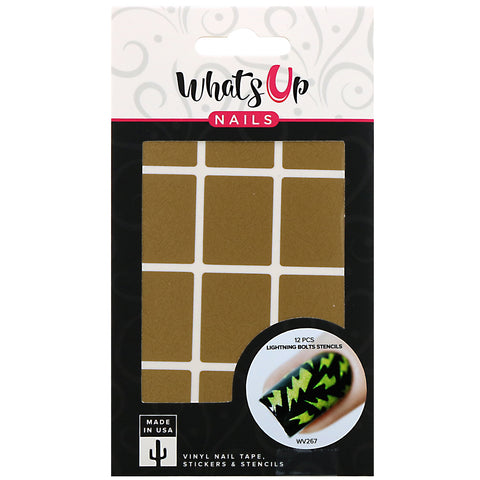 Whats Up Nails, Lightning Bolts Stencils, 12 Pieces