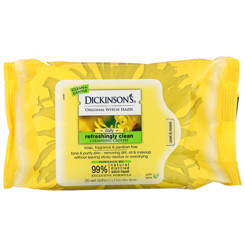 Dickinson Brands, Original Witch Hazel, Refreshingly Clean, Cleansing Cloths,  25 Wet Cloths