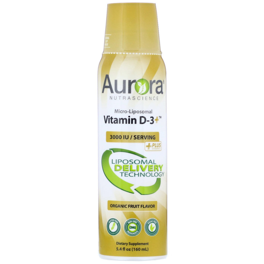 Aurora Nutrascience, Micro-Liposomal Vitamin D-3+, Organic Fruit Flavor, 3,000 IU, 5.4 fl oz (160 ml)