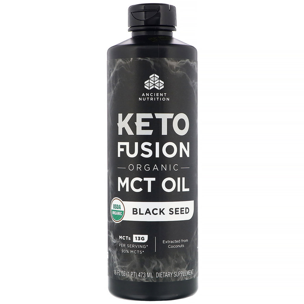 Dr. Axe / Ancient Nutrition, Keto Fusion Organic MCT Oil, Black Seed, 16 fl oz (473 ml)