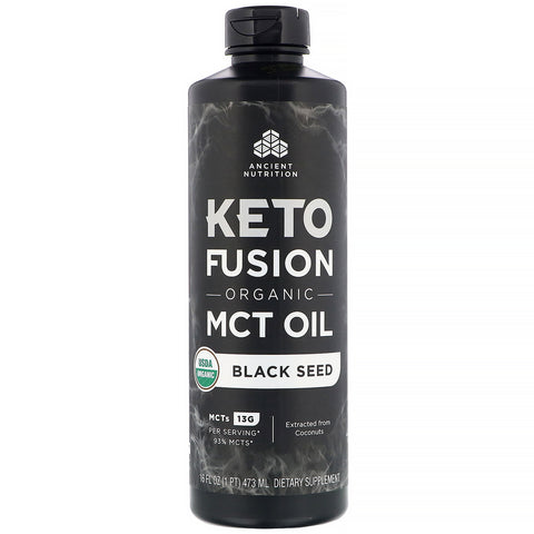 Dr. Axe / Ancient Nutrition, Keto Fusion Organic MCT Oil, Black Seed, 16 fl oz (473 ml)