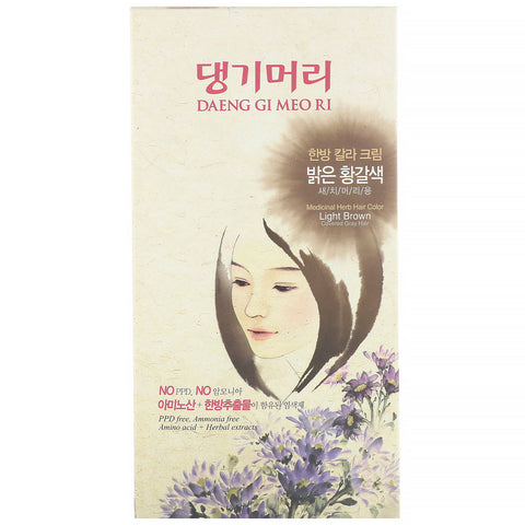 Doori Cosmetics, Daeng Gi Meo Ri, tinte para cabello con hierbas medicinales, marrón claro, 1 kit