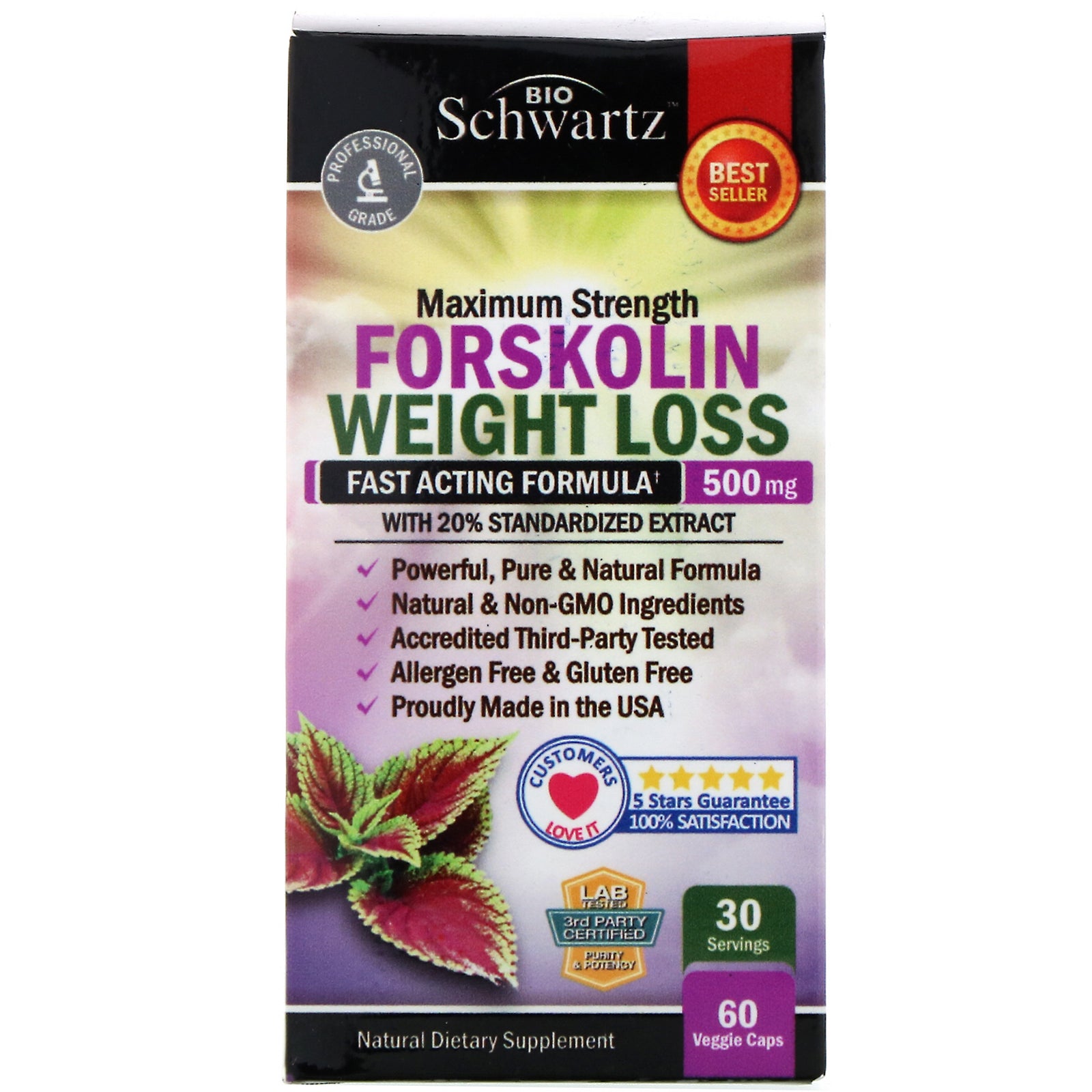 BioSchwartz, Maximum Strength, Forskolin Weight Loss, 500 mg, 60 Veggie Caps