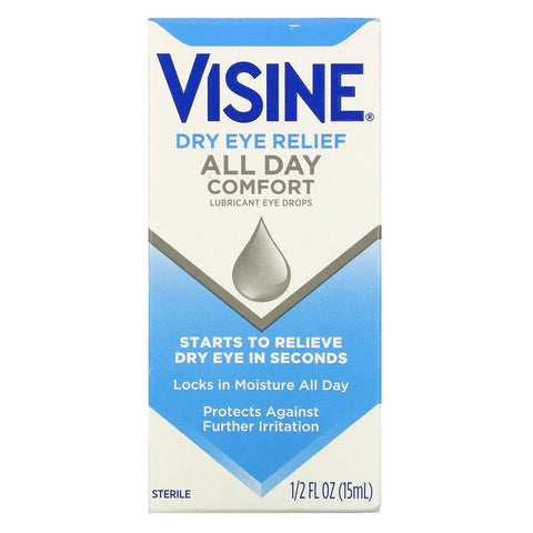 Visine, Alivio para los ojos secos, Comodidad durante todo el día, Gotas lubricantes para los ojos, 1/2 fl oz (15 ml)