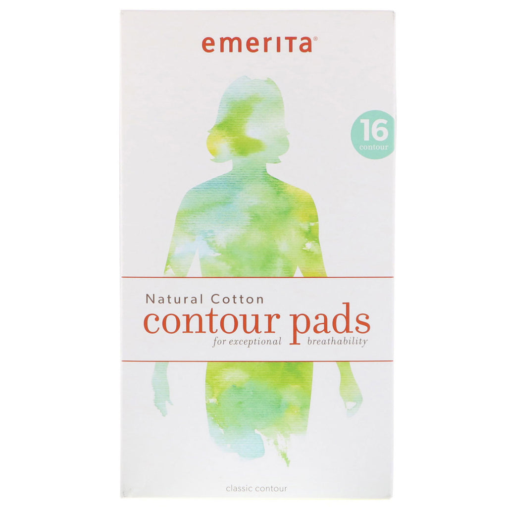 Emerita, Natural Cotton Contour Pads, 16 Pads