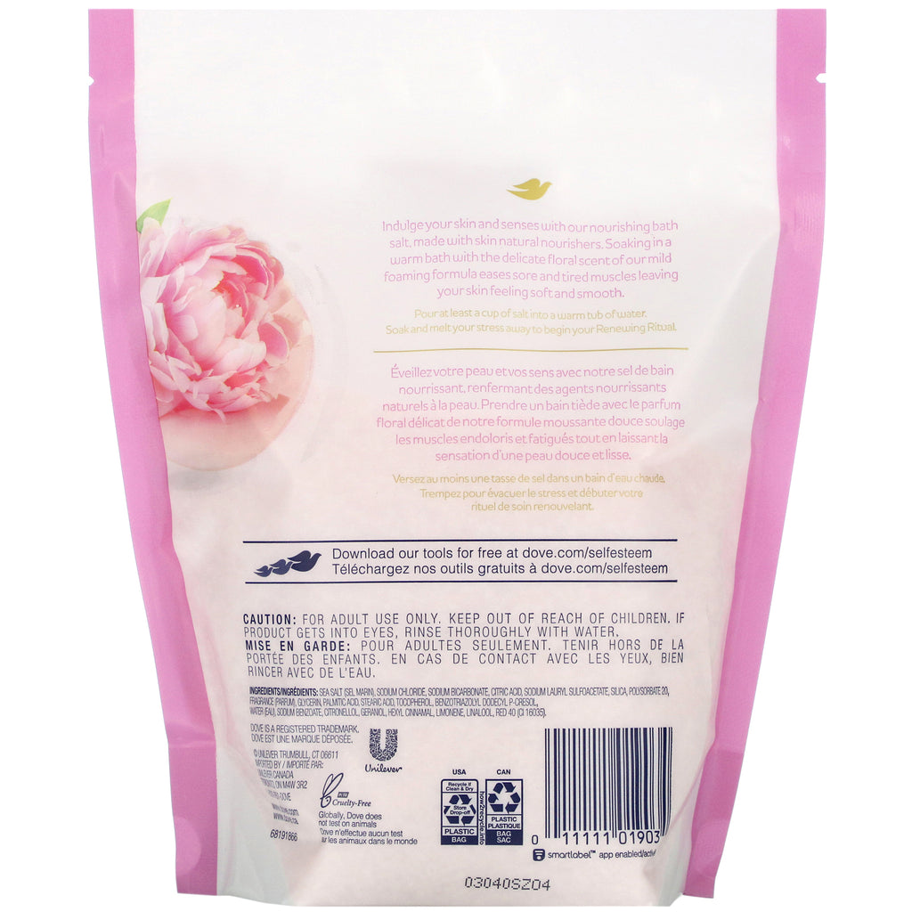 Dove, Nourishing Secrets, sales de baño nutritivas, aroma a peonía y rosa, 28 oz (793 g)