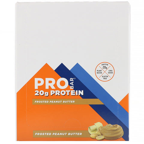 ProBar, barra de proteína, mantequilla de maní helada, 12 barras, 2,47 oz (170 g) cada una