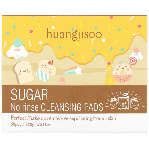 Huangjisoo, Azúcar, No: toallitas limpiadoras con enjuague, 60 toallitas, 220 g (7,76 oz)