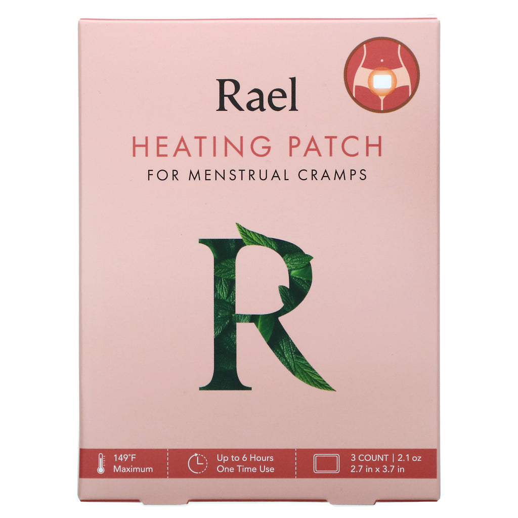 Rael, parche calefactor para calambres menstruales, 3 parches, 0,7 oz cada uno