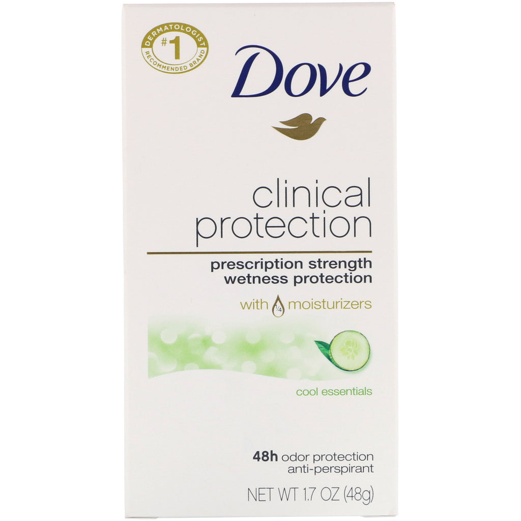 Dove, Clinical Protection, concentración recetada, desodorante antitranspirante, Cool Essentials, 1,7 oz (48 g)