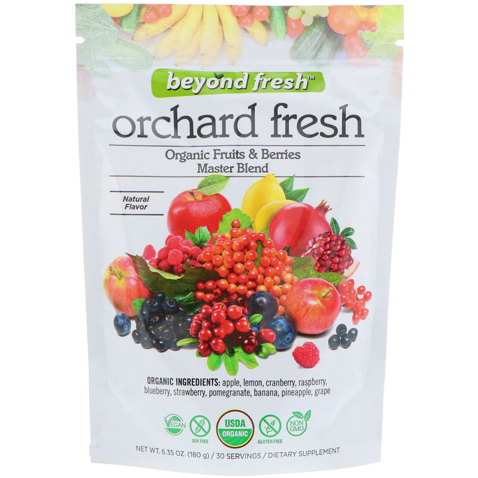Beyond Fresh, Orchard Fresh, Organic Fruits & Berries Master Blend, Natural Flavor, 6.35 oz (180 g)