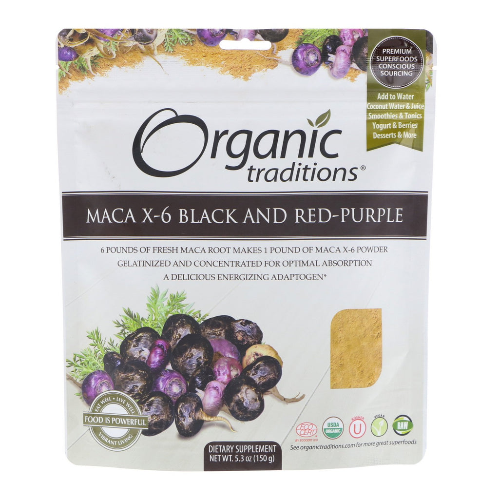Organic Traditions, Maca X-6 Black and Red-Purple, 5.3 oz (150 g)