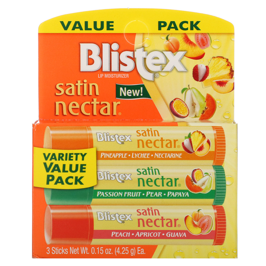 Blistex, Satin Nectar Lip Moisturizer, Variety Pack, 3 Pack, 0,15 oz (4,25 g) hver
