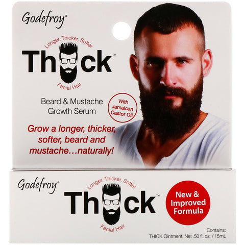 Godefroy, Suero para el crecimiento de barba y bigote grueso, 0,5 fl oz (15 ml)