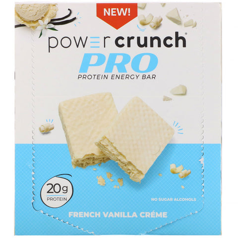BNRG, Power Crunch Protein Energy Bar, PRO, French Vanilla Créme, 12 barer, 2,0 oz (58 g) hver