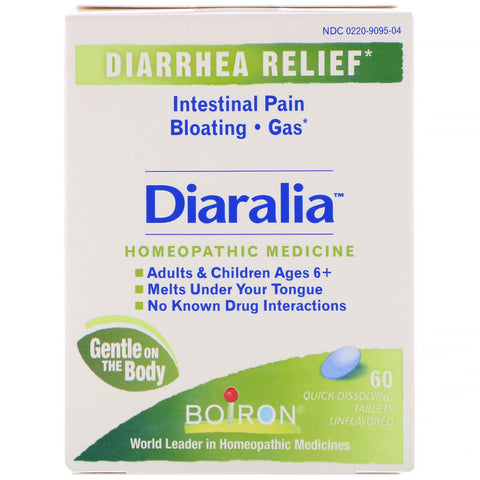 Boiron, Diaralia, Diarrhea Relief, Unflavored, 60 Quick-Dissolving Tablets