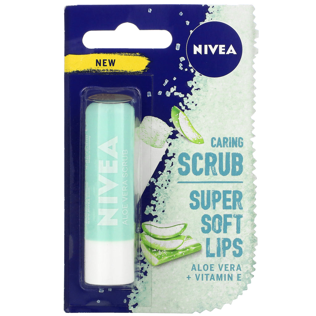 Nivea, Caring Scrub, Super Soft Lips, Aloe Vera + Vitamin E, 0,17 oz (4,8 g)