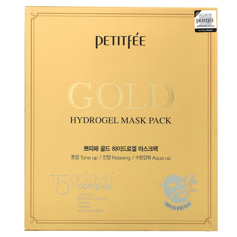 Petitfee, Gold Hydrogel Mask Pack, 5 Sheets