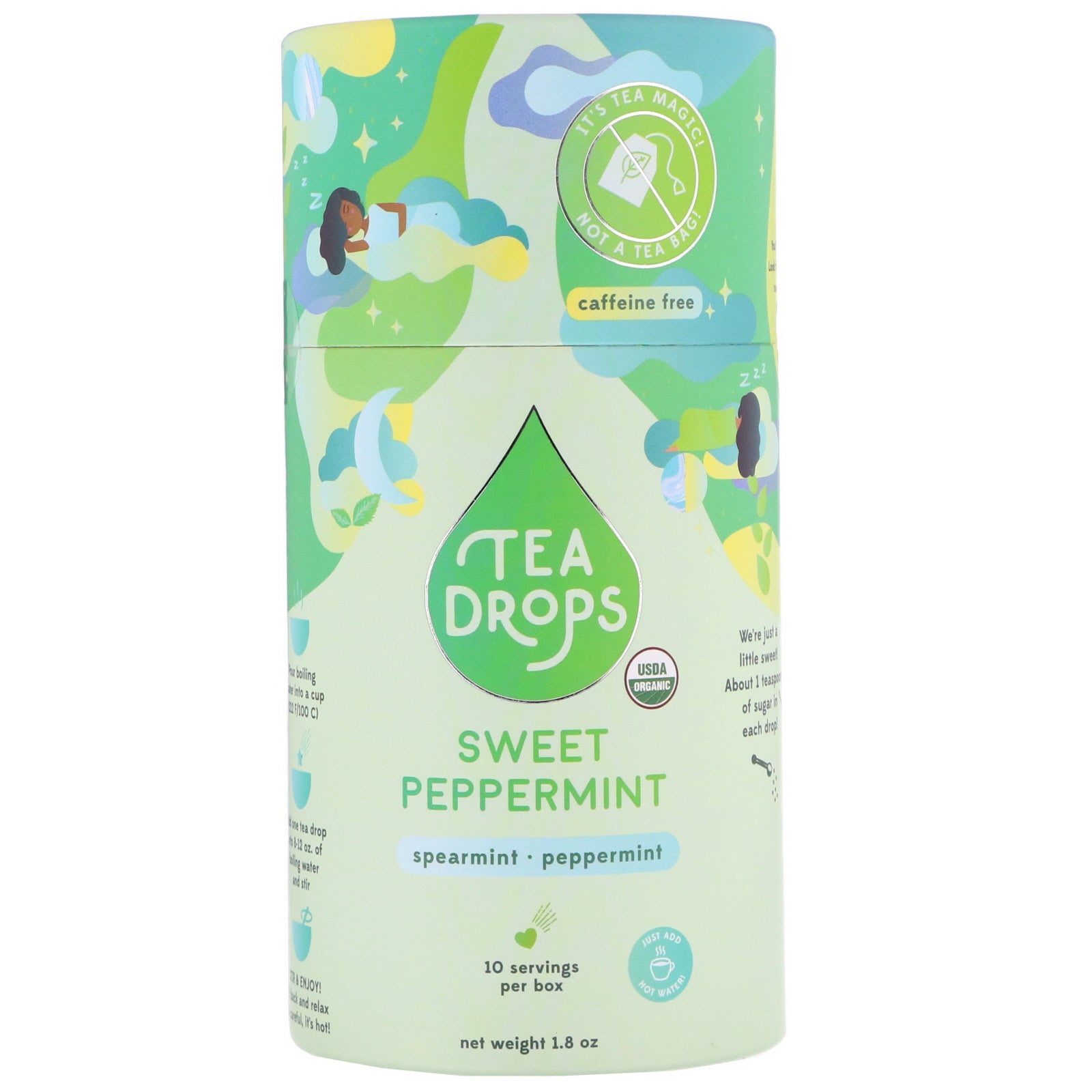 Tea Drops, Sweet Peppermint, Caffeine Free, 1.8 oz