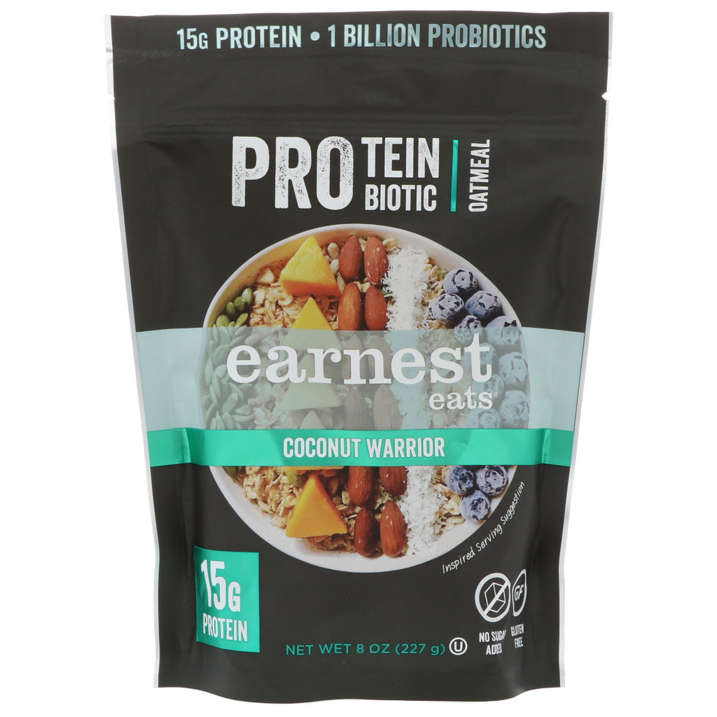 Earnest Eats, Protein Probiotic Oatmeal, Coconut Warrior, 8 oz (227 g)