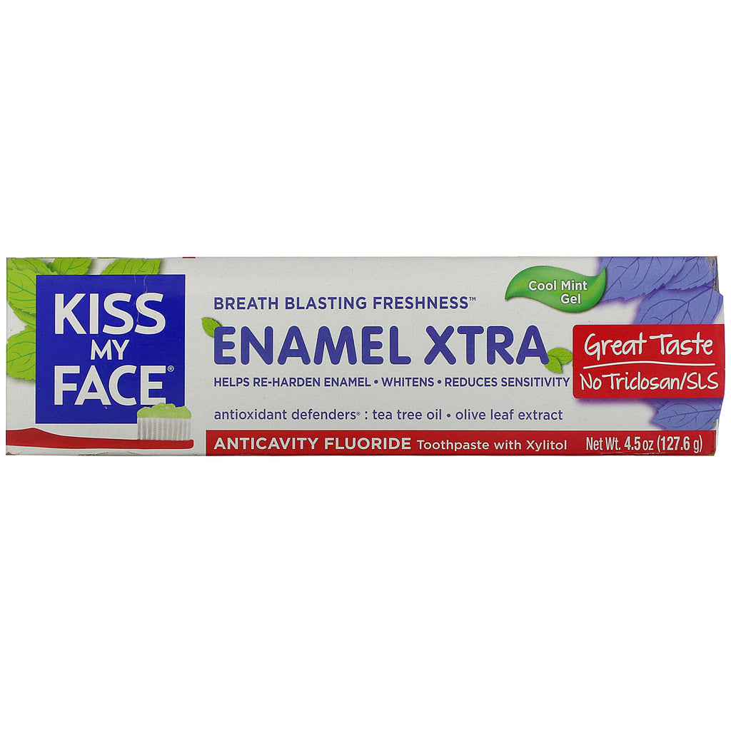Kiss My Face, Esmalte Extra, pasta dental anticaries con flúor y xilitol, gel de menta fresca, 4,5 oz (127,6 g)
