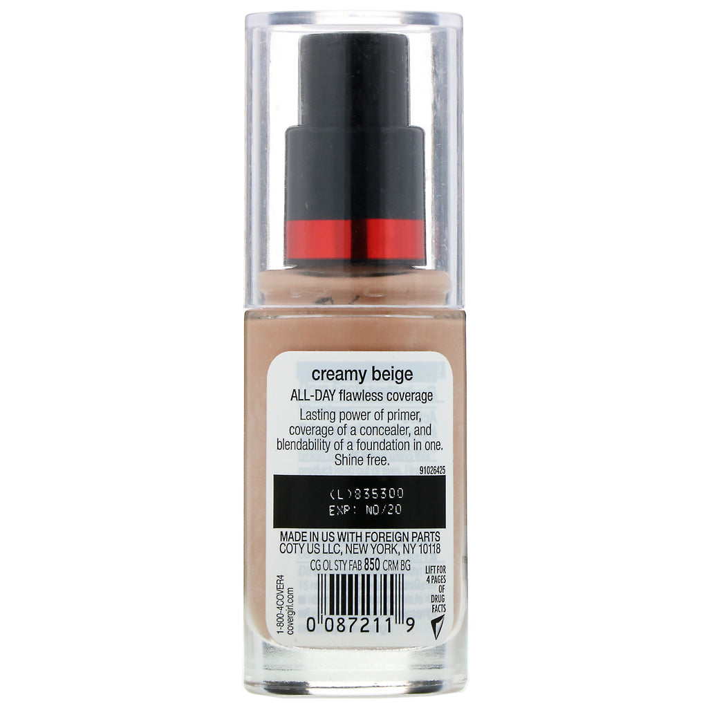Covergirl, Outlast All-Day Stay Fabulous, 3-in-1 Foundation, 850 Creamy Beige, 1 fl oz (30 ml)