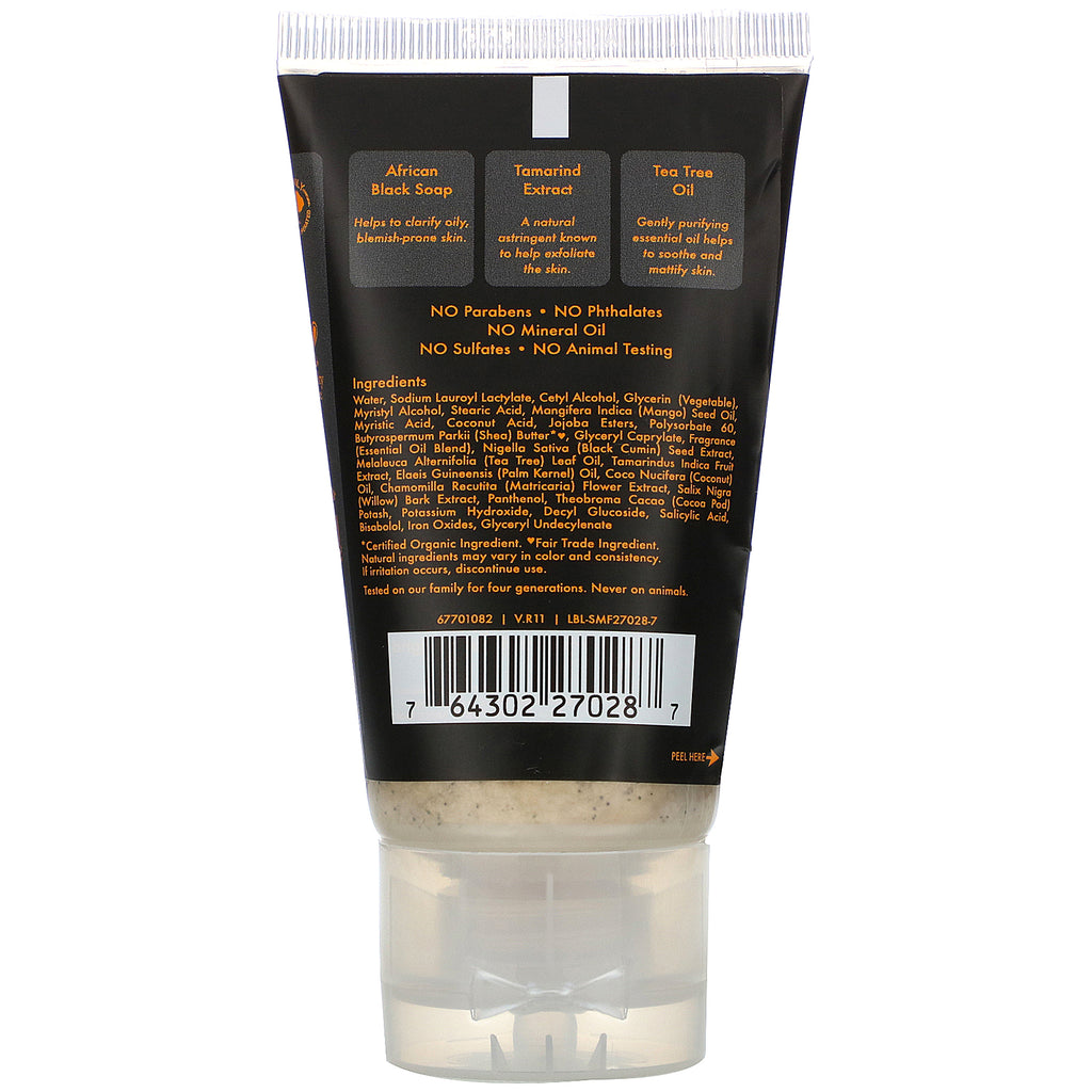 SheaMoisture, Jabón negro africano, lavado y exfoliante facial clarificante, 43 g (1,5 oz)
