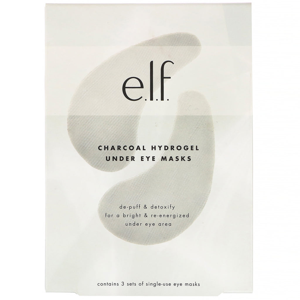 E.L.F., Charcoal Hydrogel Under Eye Masks, 3 Piece Set