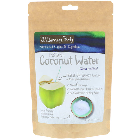 Wilderness Poets, Instant Coconut Water Powder, Freeze Dried, 4 oz (113.4 g)