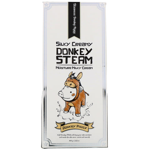 Elizavecca, Donkey Piggy, Vapor de burro cremoso y sedoso, Crema lechosa humectante, 3,53 oz (100 g)