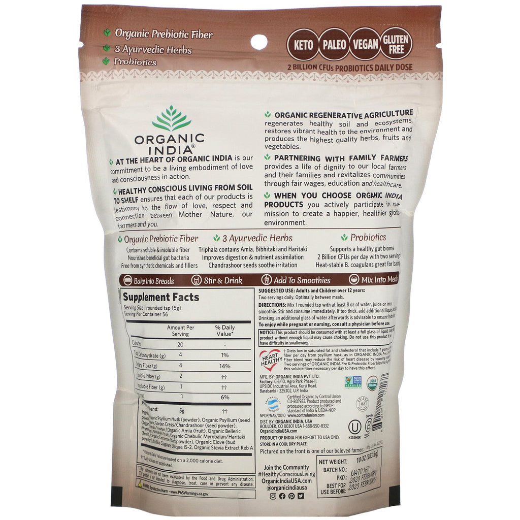 Indien, Psyllium Pre &amp; Probiotic Fiber, Cinnamon Spice, 10 oz (283 g)