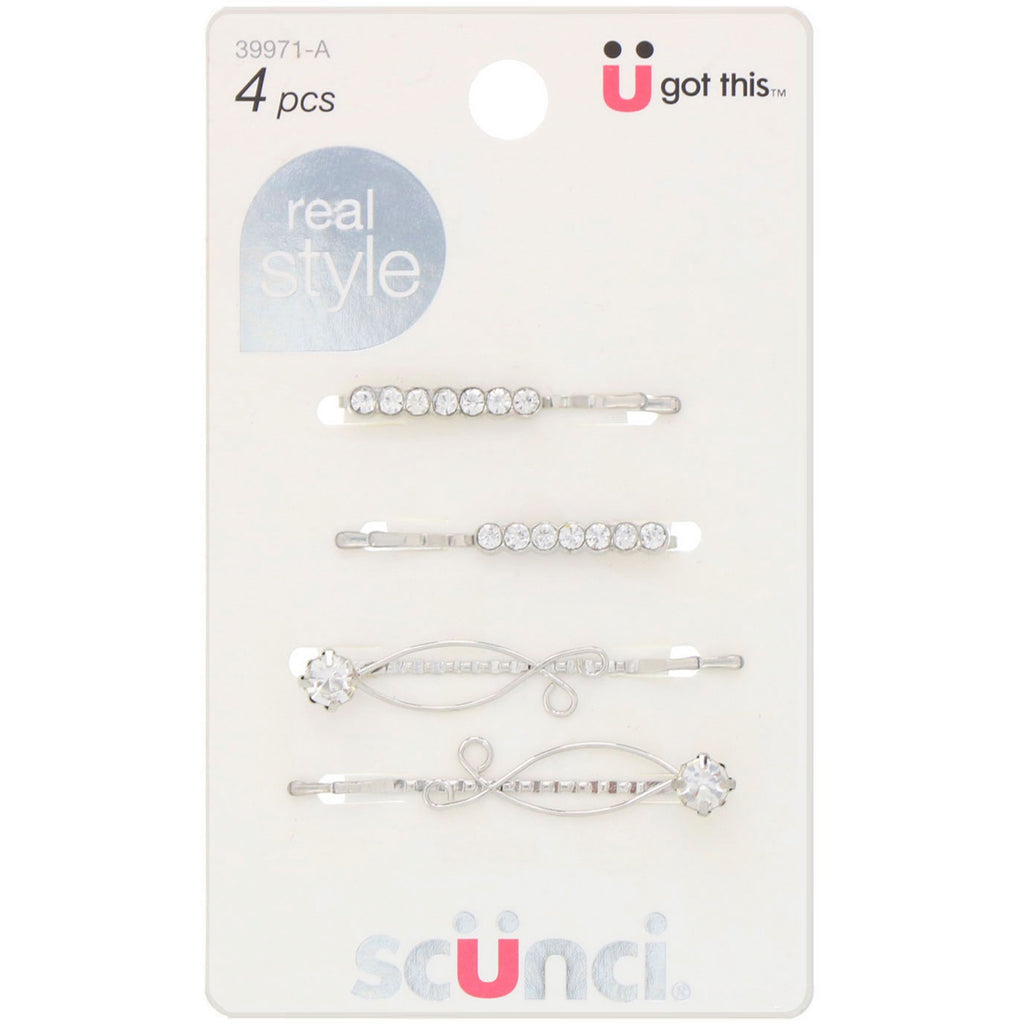 Scunci, Real Style, Spotlight Stone Bobby Pins, 4 Pieces