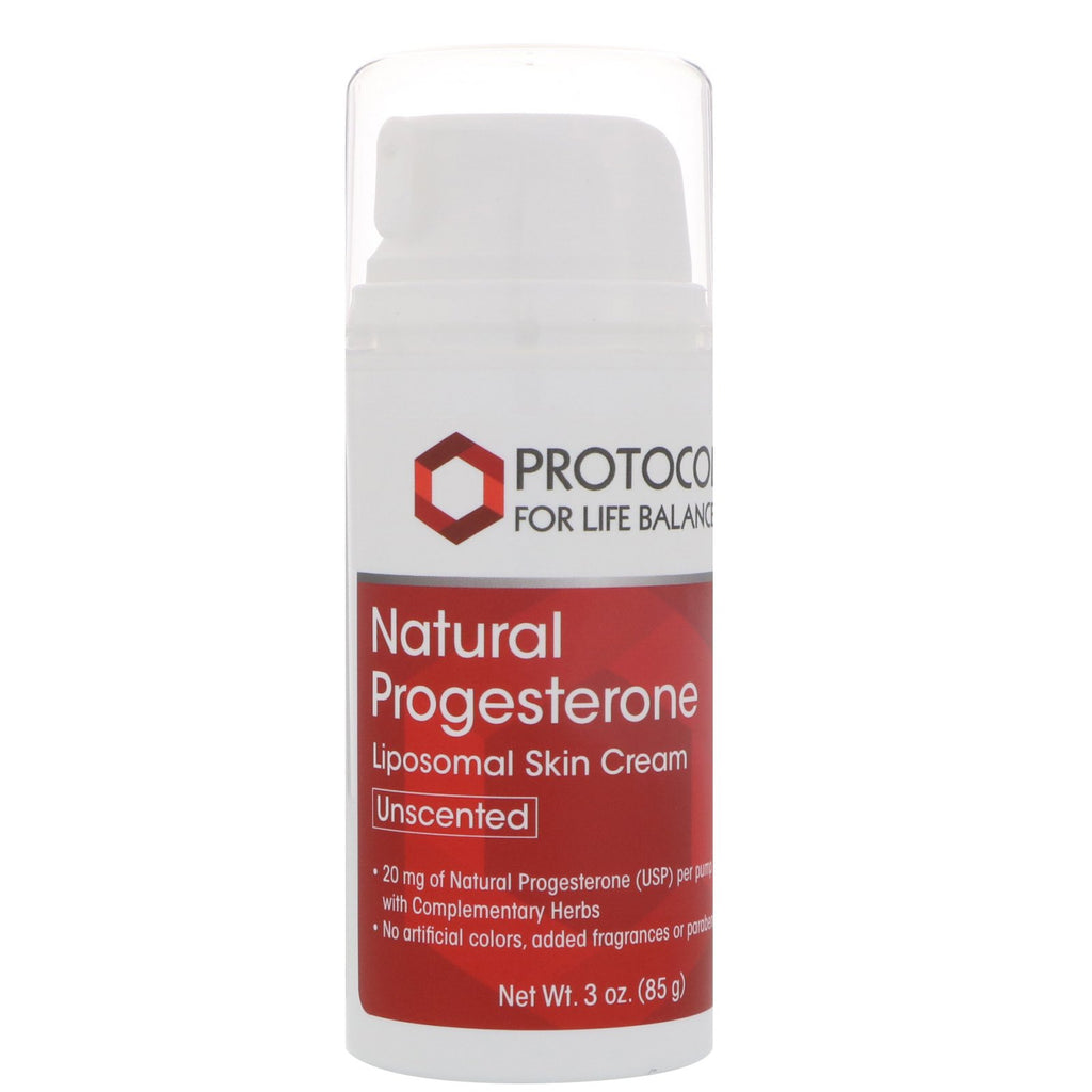 Protocol for Life Balance, Natural Progesterone, Liposomal Skin Cream, Unscented, 3 oz (85 g)