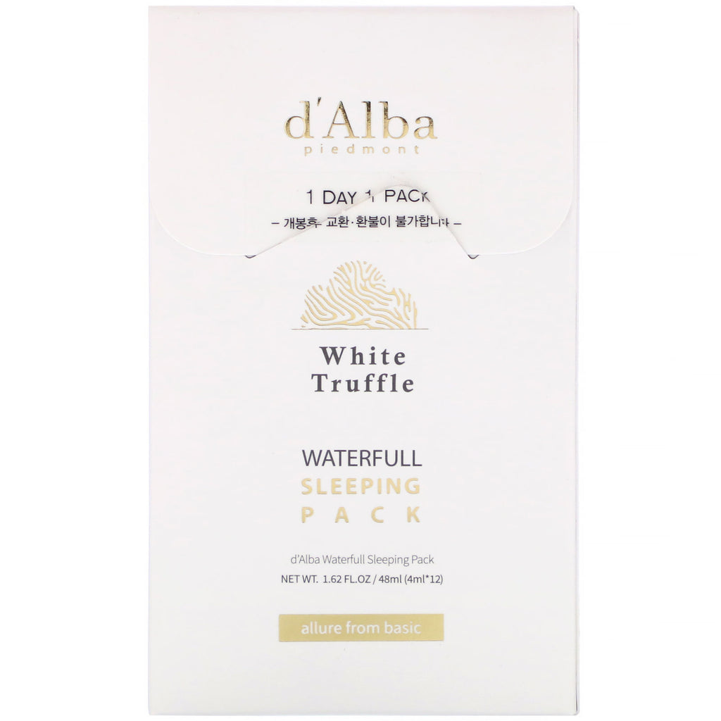 d'Alba, Trufa blanca, Paquete para dormir lleno de agua, 48 ml (1,62 oz. líq.)