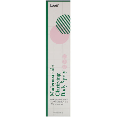 Koelf, Spray corporal clarificante madecassoside, 5,07 fl oz (150 ml)