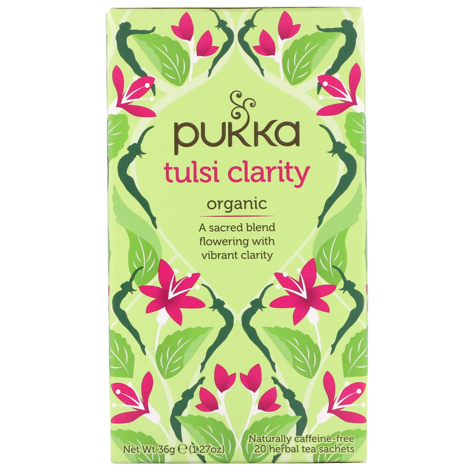 Pukka Herbs, Organic Tulsi Clarity, Caffeine-Free, 20 Herbal Tea Sachets, 1.27 oz (36 g)