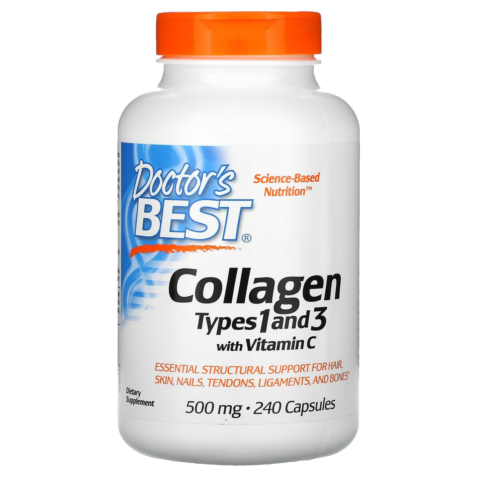 Doctor's Best, Collagen Types 1 and 3 with Vitamin C, 500 mg, 240 Capsules