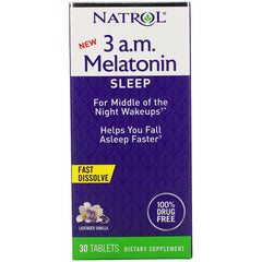 Natrol, 3 A.M. Melatonin, Fast Dissolve, Lavender Vanilla, 30 Tablets