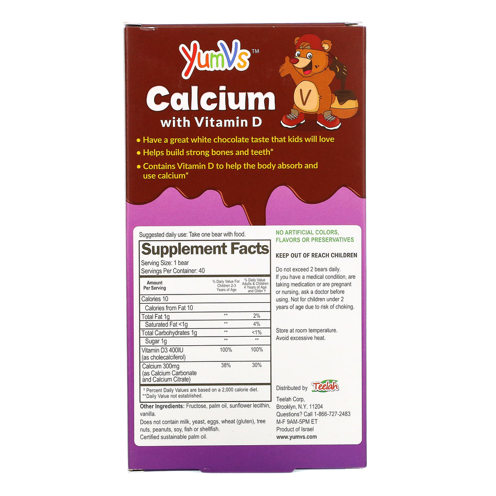 YumV'er, Calcium med D-vitamin, Hvid Chokolade, 40 Bjørne