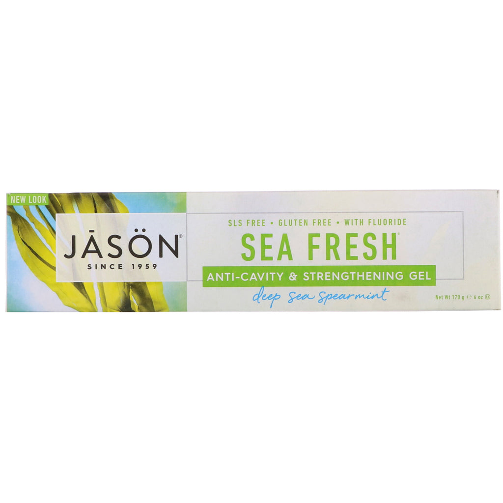 Jason Natural, Sea Fresh, gel fortalecedor y anticaries, menta verde de aguas profundas, 6 oz (170 g)
